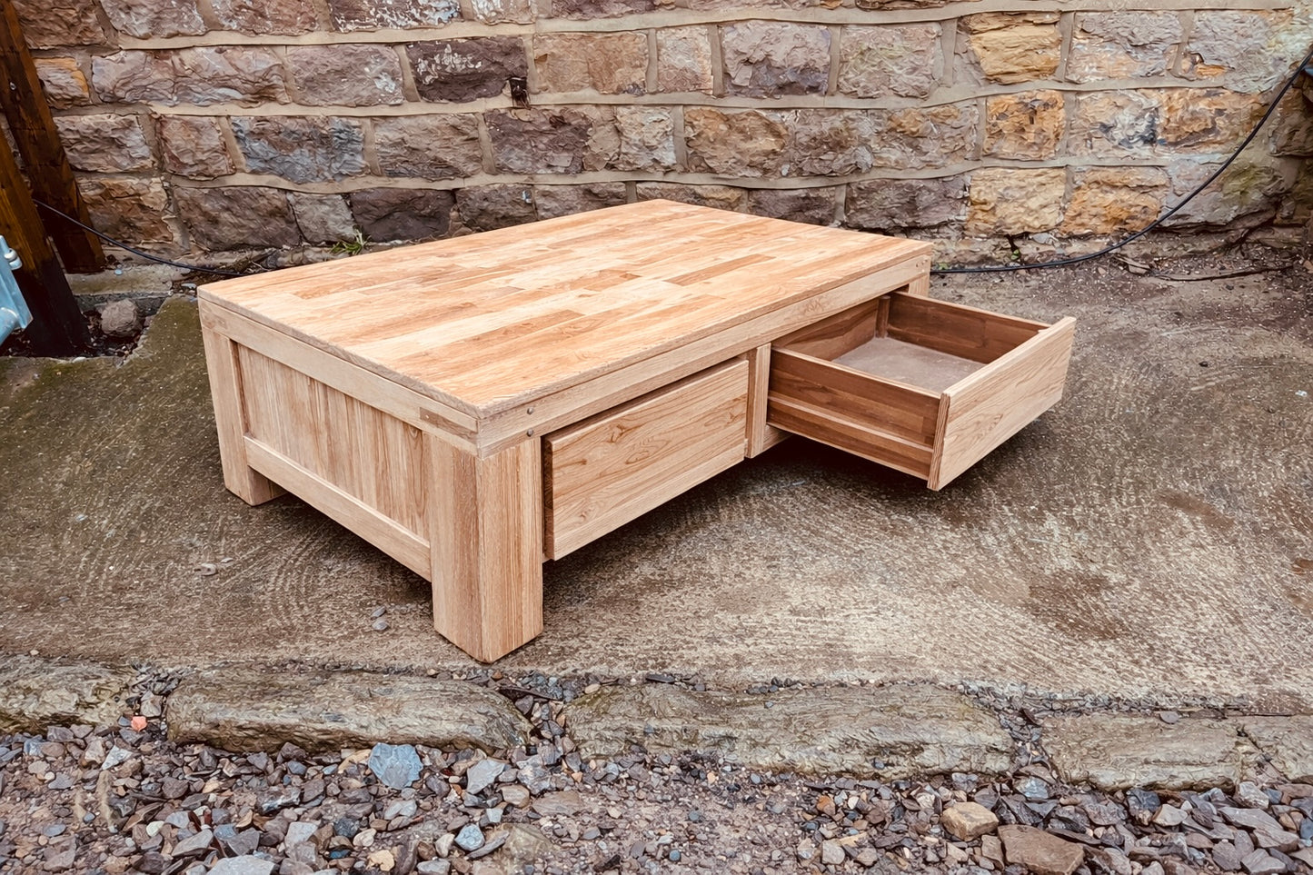Solid Wood Coffee Table with Integrated Drawer Storage