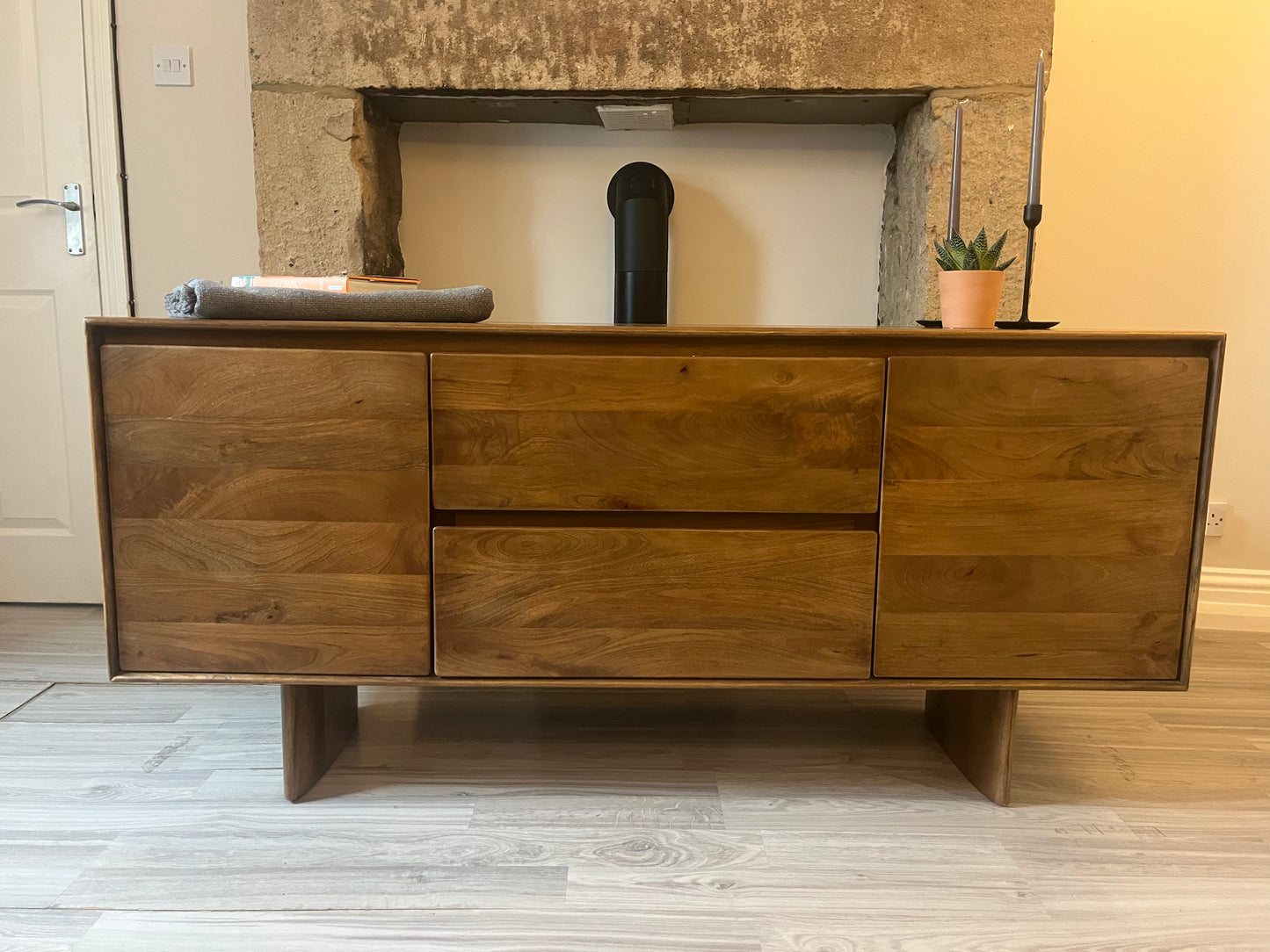 Solid Wood Mid-Century Sideboard / Modern Minimalist Credenza