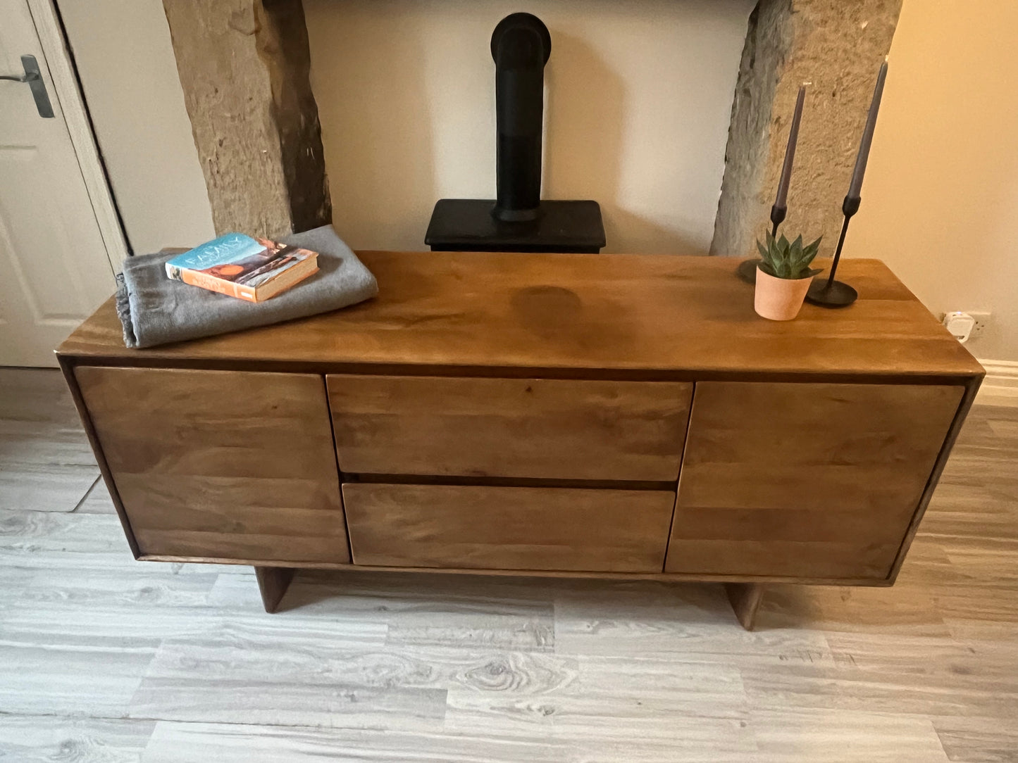Solid Wood Mid-Century Sideboard / Modern Minimalist Credenza